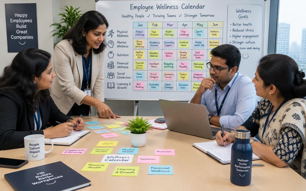 HR team planning a wellness calendar